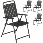 Outsunny 4er-Set klappbare Gartenstühle mit Armlehnen Rückenlehne und Sitz Metallrahmen 55x63x93 cm Schwarz