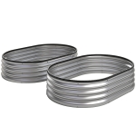 Outsunny Hoogbed Metaal set van 2 135 x 90 x 30cm Ovale hoogbedden met rubberstrip