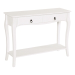 HOMCOM Konsolentisch Konsole Sideboard mit 2 Schubladen Holzfüße Flur Weiß 100x33x75cm