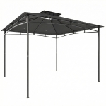 Outsunny Gazebo 3x3m Waterproof Sturdy Winterproof Garden Gazebo with Retractable Top Frame Double Roof Dark Gray