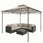 Outsunny Pavillon 3x3m Étanche Stable Résistant au Froid Pavillon de Jardin avec Armature supérieure rétractable Double toit Blanc crème