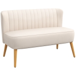 HOMCOM Canapea design retro 2 locuri, picioare din lemn, 117 cm x 56,5 cm x 77 cm, crem