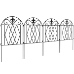 Outsunny Ensemble de 4 barrières de jardin métalliques 125x56 cm au design arqué, résistantes et faciles à installer pour patio pelouse noir