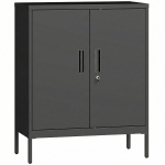 HOMCOM Metal Storage Cabinet with Lock and Adjustable Shelves - Black