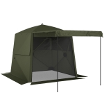 Outsunny Pop Up Canopy Waterproof Instant Shelter with Awning Mesh Windows for Camping Patio 2 x 2 m Army Green