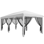 Outsunny Gazebo Pieghevole 6x3 m in Acciaio con 6 Tende Zanzariera, color Crema
