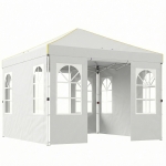 Outsunny Cort Pliabil 3x3 m Pop-up cu UPF50+ 4 Laterale Detașabile Înălțime Reglabilă și Husă de Transport Alb