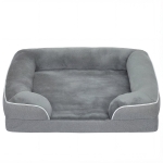 PawHut Dog Sofa Bed, Washable Pet Bed with Removable Cover and Non-Slip Bottom for Cats and Small Dogs, Grey