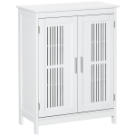 kleankin Bathroom cabinet, freestanding 3-tier bathroom cupboard, double door and adjustable shelf, 60x30x80cm, white
