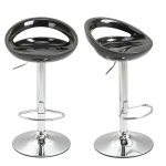 HOMCOM Lot de 2 tabourets de bar chaises de bar hauteur réglable dossier et repose-pieds pivotant à 360° 46x41x76-96cm noir