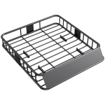 HOMCOM Cesta de Techo Universal para Vehículos de Acero Carga 90,7 kg con Deflector Barandillas 110,5x99,5x18,5 cm Negro