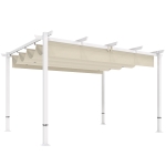 Outsunny Pergola 3 x 4 m terrasoverkapping met schuifdak, magnetische sluitingen, UV30+ Beige