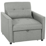 HOMCOM 3-in-1 slaapfauteuil, uitschuifbare sofabed-fauteuil met verstelbare rugleuning, grijs