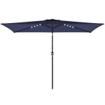 Outsunny Parasol de Jardin avec 24 Lumières LED Solaires Toile Inclinable Mât Métallique 2,9x2,5 m Bleu Foncé