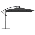 Outsunny Umbrelă laterală pătrată 3 x 3 m cu manivelă, bază încrucișată, umbrelă înclinabilă rotire la 360° țesătură 180 g/m² gri închis