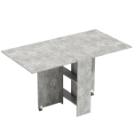 HOMCOM 80-140 cm Folding Dining Table for 4-6 People, Drop Leaf Table with 2-Tier Shelves, Rolling Casters, for Small Spaces, Kitchen, Flat, Dining Room, Cement Grey