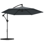 Outsunny Parasol de brazo aprox. Ø300 cm parasol con mecanismo de bloqueo manivela base pesos gris oscuro