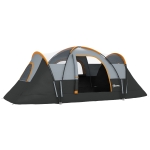 Outsunny Tente de camping familiale 5-6 pers. - tente tunelle imperméable légère ventilée - grande porte + 2 fenêtres gris clair