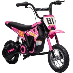 AIYAPLAY Kids Electric Motorbike, 24V Ride On Motorcycle with 3 Speeds and Rear Suspension, Dirt Bike for 8-12 Years Old, Pink