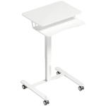 HOMCOM In hoogte verstelbaar zit-sta bureau, verrijdbaar sit-stand bureau met toetsenbordlade, wielen en stalen frame, Wit