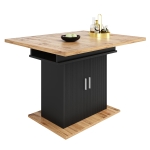 Mesa de comedor extensible con 3 niveles de almacenaje, 110-140L x 70AN x 76AL cm, Negro