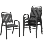 Outsunny Set de 4 chaises de jardin empilables 56x66x91 cm Noir