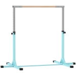 HOMCOM Height Adjustable Gymnastics Horizontal Bar for Kids, Children Junior Kip High Bar Fitness, Light Blue