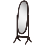 HOMCOM Miroir à pied ovale style shabby chic inclinaison réglable 48 x 46 x 147 cm mdf café