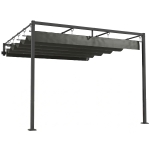 Outsunny Pérgola de Parede para Jardim 3x3 m com Teto Retrátil Proteção UPF30+ Drenagem Pérgola de Jardim para Exterior Cinzento