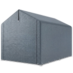Outsunny Tente de garage 2,2 x 1,6 m étanche, tente de rangement avec porte enroulable, toit à pignon, armature en acier, résistante aux UV, gris foncé
