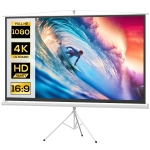 HOMCOM Écran de projection 100 pouces avec support trépied hauteur réglable, écran 4K HD 16:9