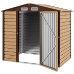 Outsunny Abri de Jardin 2,27 m² gants inclus porte verrouillable ventilations acier galvanisé 190 x 131 x 188 cm chêne