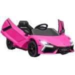 AIYAPLAY Lamborghini Revuelto Licensed Kids Electric Car with Butterfly Doors, 12V Ride on Car with Training Wheels, Suspension, Remote Control, LED Lights Music Horn, for 3-5 Years Pink