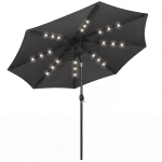Outsunny 2.6 m Garden Parasol Umbrella with LED Solar Light, Parasol Cover, Outdoor Market Patio Umbrella, Black