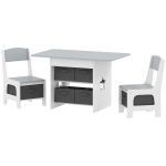 AIYAPLAY Ensemble table et 2 chaises enfant avec 6 tiroirs amovibles, pour fille garçon 3-8 ans, gris