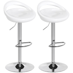 HOMCOM Lot de 2 tabourets de bar chaises de bar hauteur réglable dossier et repose-pieds pivotant à 360° 46x41x76-96cm blanc