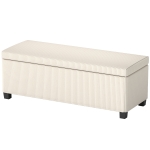 HOMCOM Banc de rangement bout de lit en velours côtelé avec couvercle, pour salon, chambre, entrée, 112 x 42 x 40 cm, beige