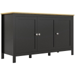 HOMCOM Buffet meuble de rangement avec 3 portes 2 étagères réglables plateau aspect bois clair 120 x 40 x 70 cm noir
