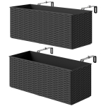 Outsunny Set of Two Rattan-Effect Planters - Black