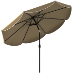 Outsunny Umbrelă Terasă Exterioară Ø2,7 m cu Înclinare Reglabilă 3 Poziții Manivelă și Volant Khaki