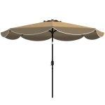 Outsunny Parasol de terrasse extérieur Ø2,7 m Parasol à inclinaison réglable 3 positions Manivelle et volant Kaki