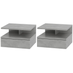HOMCOM Lot de 2 tables de chevet murales tables de nuit tiroir coulissant, niche, plateau, 35 x 32 x 22,5 cm gris