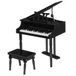 HOMCOM Piano à queue enfant en bois Piano enfant clavier de piano 30 touches - tabouret et pupitre inlus - Instrument de Musique - MDF noir