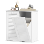 HOMCOM Meuble salle de bain avec panier à linge armoire salle de bain en bois portes persiennes 2 paniers 70 x 38 x 73 cm blanc