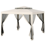 Outsunny Tonnelle barnum de jardin 3 x 3 m avec 4 moustiquaires amovibles - double toit - crème