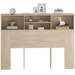 HOMCOM Tête de lit sur pied avec rangements, accessoire de lit 4 compartiments ouverts, 140 x 19 x 103,5 cm, effet bois naturel