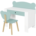 AIYAPLAY Bureau enfant avec chaise, table enfant et chaise avec tiroir et large plateau, 80 x 41 x 74,5 cm, vert
