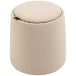 HOMCOM Pouf coffre rangement, pouf repose-pieds en tissu velours givré, couvercle réversible, Ø 44 x 47,5 cm, beige