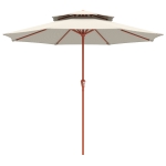 Outsunny Patio Umbrella with Double Top Outdoor Market Table Umbrella with Crank System, 104'' x 104'', Cream White