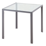 HOMCOM Table à manger pour 4 personnes, table de cuisine avec plateau en verre trempé et pieds en métal, 75 x 75 x 75 cm, gris